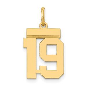 14k Yellow Gold, Athletic Collection, Small Polished Number 19 Pendant